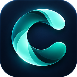 TheCleanDisk app icon: a glowing teal C on a deep navy tile